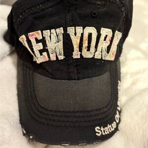 Robin Ruth Black "New York" Embroidered Baseball Cap